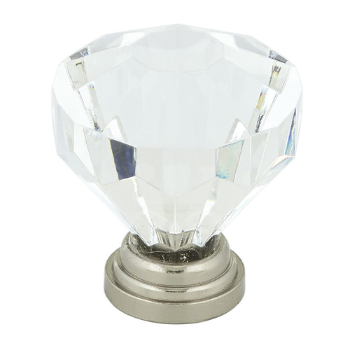 Richelieu BP1008019511: 1-1/4" Eclectic Cabinet Knob - Brushed Nickel/Clear Acrylic