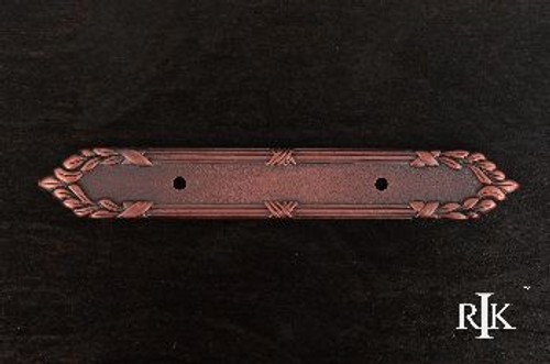 RKI BP-384-DC: 3" cc Ornate Edge Pull Backplate - Distressed Copper