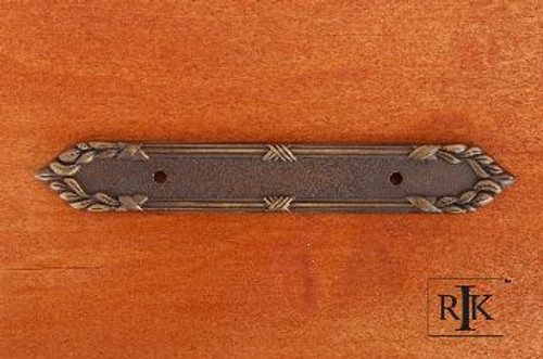 RKI BP-385-AE: 3-1/2" cc Ornate Edge Pull Backplate - Antique English