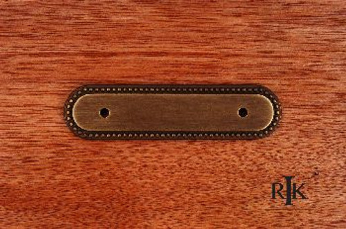 RKI BP-1792-BAE: 3" cc Beaded Oblong Pull Backplate - Antique English RKI BP-1792-BAE: 3" cc Beaded Oblong Pull Backplate - Antique English