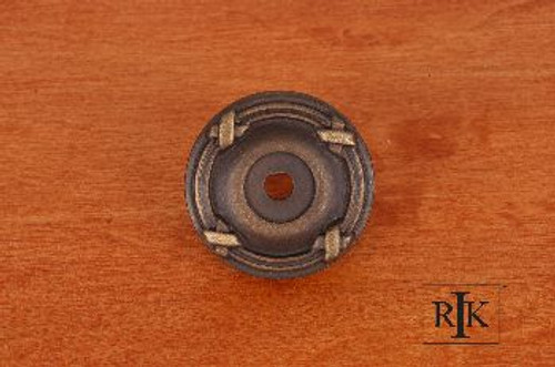 RKI BP-487-AE: 1-1/4" Line & Cross Cabinet Knob Backplate - Antique English