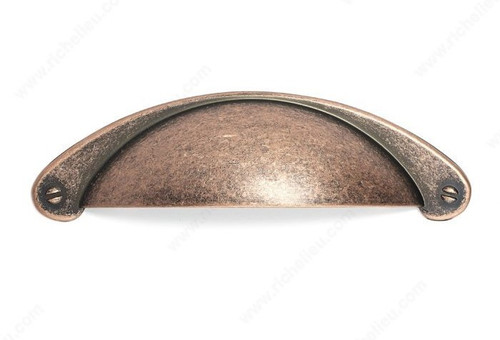 Richelieu Rich-BP82333193 3" center to center classic cup pull in Antique copper front view Richelieu Rich-BP82333193 3" center to center classic cup pull in Antique copper front view