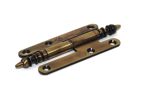 Richelieu 813110553AE: 5-1/2" Split Hinge w/Steeple Finials (left) - Antique English