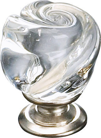 Richelieu 903019511: 1-3/16" Murano Glass Swirl Cabinet Knob - Brushed Nickel/Clear