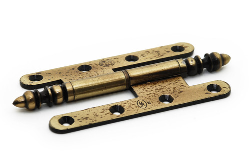 Richelieu 813140803AE: 5-1/2" Split Hinge w/Steeple Finials (left) -Antique English