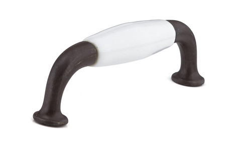 Richelieu BP970080130: 96mm cc Cherbourg Ceramic D-Handle Cabinet Pull - Rust/White Richelieu BP970080130: 96mm cc Cherbourg Ceramic D-Handle Cabinet Pull - Rust/White