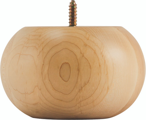 Hardware Resources BF30MP: 5" x 5" x 3" Smooth Transitonal Bun Foot - Maple