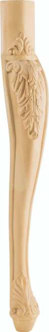 Hardware Resources LEGB-1RW: 2-1/2" x 2-1/2" x 31" Acanthus Cabriole Leg - Rubberwood
