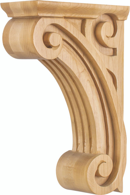 Hardware Resources COR4-1CH: 3" x 6-1/2" x 10" Scrolled Fluted Corbel - Cherry