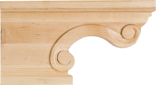 Hardware Resources PFL2-RW: 8-1/4" x 1-1/2" x 4-1/2"Scrolled Left Corner Foot - Rubberwood