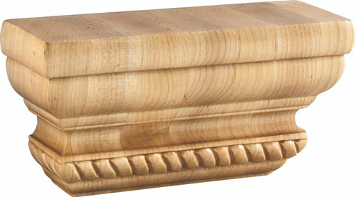 Hardware Resources PC-3RW: 6" x 2" x 3" Rope Pilaster Capital - Rubberwood