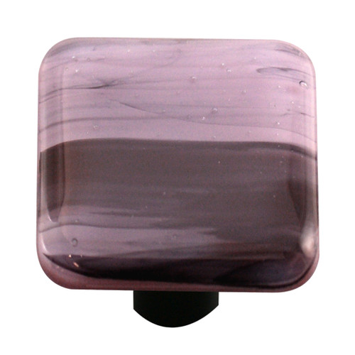 Aquila HK2062-KA: 1-1/2" Swirl Square Cabinet Knob w/Aluminum Post - Black/Dusty Lilac