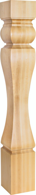 Hardware Resources P37-5RW: 5" x 5" x 35-1/2" Baroque Post - Rubberwood
