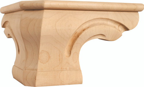 Hardware Resources PFC-B-RW: 6-3/4" x 6-3/4" x 4-1/2" Beaded Rounded Corner Pedistal Foot - Rubberwood