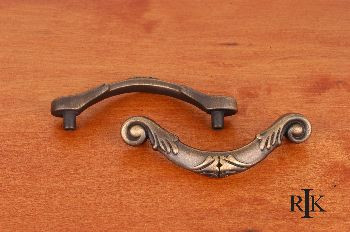 RKI CP-803-AE: 3" cc Ornate Curved Drop Cabinet Pull - Antique English