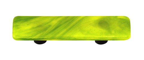 Aquila HK2005-PA: 3" cc Swirl Rectangle Cabinet Pull w/Aluminum Post - Yellow Opal/Deep Forest Green