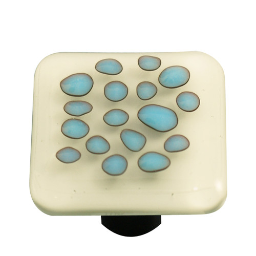 Aquila HK6008-KA: 1-1/2" Reactive Square Cabinet Knob w/Aluminum Post - Clear/White