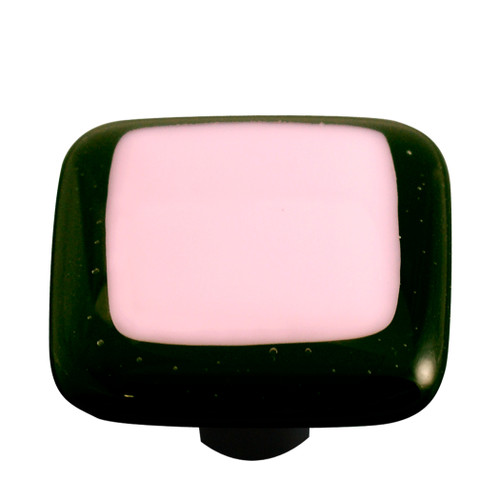 Aquila HK5000-KA: 1-1/2" Borders Square Cabinet Knob w/Aluminum Post - Black/Petal Pink