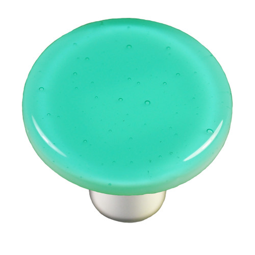 Aquila HK1026-KRB: 1-1/2" Solid Round Cabinet Knob w/Black Post - Light Aqua Blue