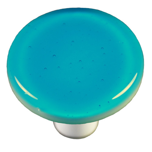 Aquila HK1027-KRB: 1-1/2" Solid Round Cabinet Knob w/Black Post - Turquoise Blue