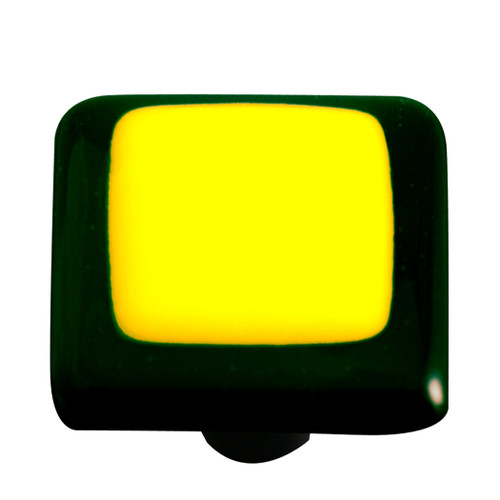 Aquila HK5003-KA: 1-1/2" Borders Square Cabinet Knob w/Aluminum Post - Black/Sunflower Yellow