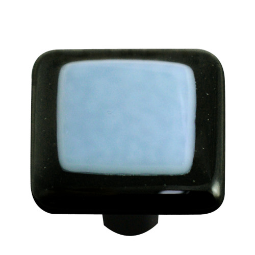 Aquila HK5005-KA: 1-1/2" Borders Square Cabinet Knob w/Aluminum Post - Black/Powder Blue