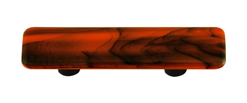 Aquila HK2055-PA: 3" cc Swirl Rectangle Cabinet Pull w/Aluminum Post - Black/Opal Orange