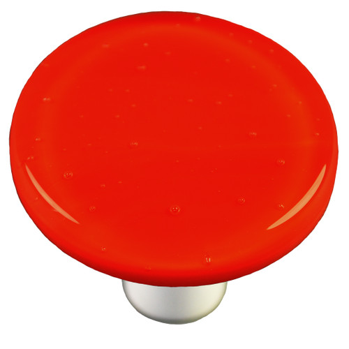 Aquila HK1002-KRA: 1-1/2" Solid Round Cabinet Knob w/Aluminum Post - Tomato Red