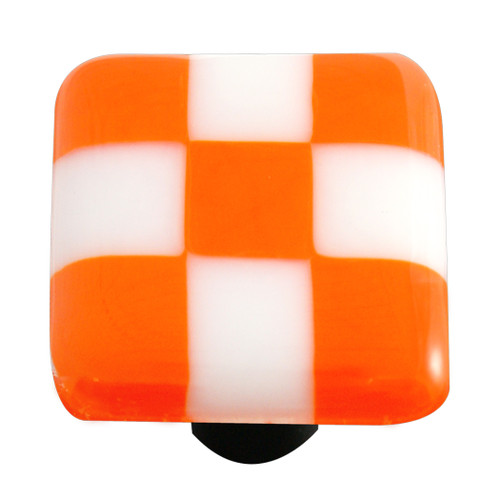 Aquila HK7001-KA: 1-1/2" Lil Squares Square Cabinet Knob w/Aluminum Post - Opal Orange/White