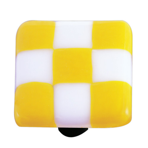 Aquila HK7002-KA: 1-1/2" Lil Squares Square Cabinet Knob w/Aluminum Post - Sunflower Yellow/White