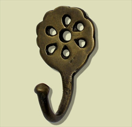 Handcrafted Hardware HHK7010: 1-5/8" Decorative Hook - Unlacquered Antique Brass