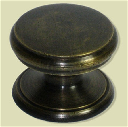 Handcrafted Hardware HKN1034: 1" Flat Round Knob - Unlacquered Antique Brass