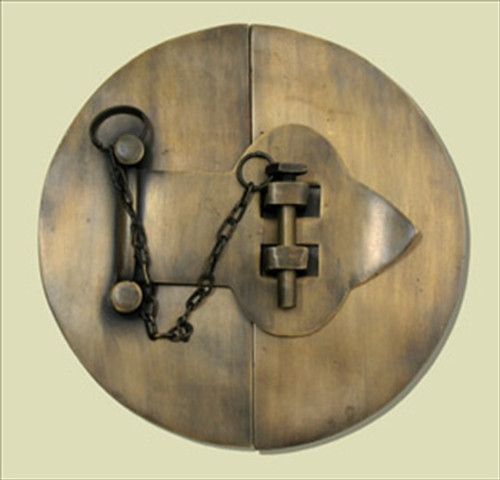 Handcrafted Hardware HLA1020: 6" Round Latch w/Chain - Unlacquered Antique Brass