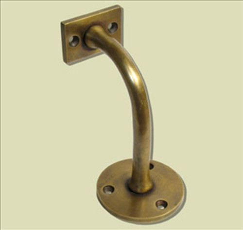 Handcrafted Hardware HHK9060: 3" Handrail Bracket, Front Mount - Unlacquered Antique Brass Handcrafted Hardware HHK9060: 3" Handrail Bracket, Front Mount - Unlacquered Antique Brass