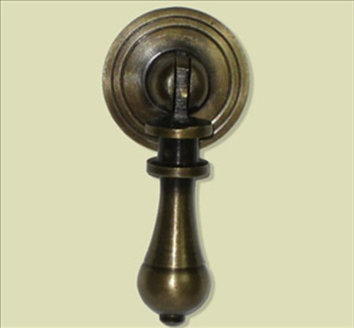 Handcrafted Hardware HTP1014: 2-5/8" Teardrop Pull w/Backplate - Unlacquered Antique Brass