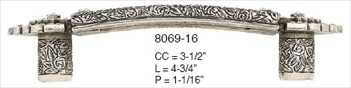 Edgar Berebi 8069/16: 3-1/2" cc Kingsbury Cabinet Pull - Swarovski Crystal/Burnished Silver Plate
