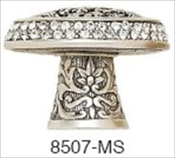 Edgar Berebi 8507ms: 1-1/2 Glendale Court Cabinet Knob - Swarovski Crystal/Matte Sterling Silver