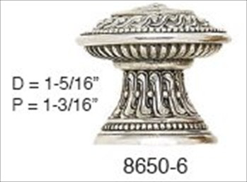 Edgar Berebi 8650/6: 1-5/16 Empire Cabinet Knob - Burnished Silver Plate
