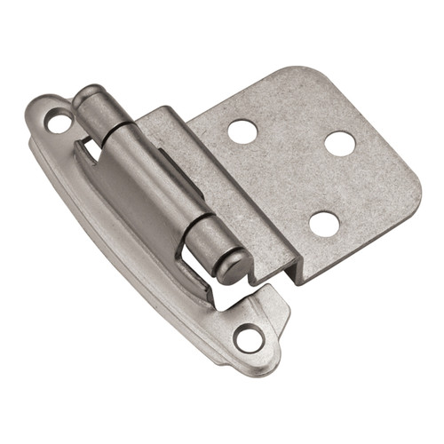 Hickory P243-SN: Surface Mount/Inset Self-Closing Cabinet Hinge (pair) - Satin Nickel