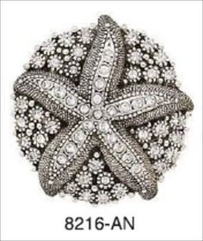 Edgar Berebi 8216an: 1-7/8 Seaside Cabinet Knob - Swarovski Crystal/Antique Nickel