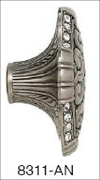 Edgar Berebi 8311an: 1-3/4 Belleview Oval Cabinet Knob - Swarovski Crystal/Antique Nickel