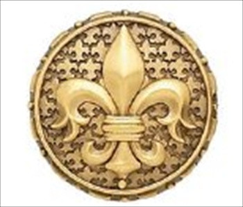 Edgar Berebi 8537fg: 1-5/16 Yacht Club Fleur De Lis Cabinet Knob - Florentine Gold Plate
