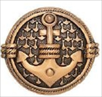 Edgar Berebi 8538/1: 1-3/8 Yacht Club Anchor Cabinet Knob - Museum Gold Plate