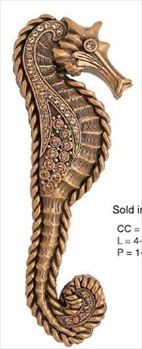 Edgar Berebi 8230/9x: 3-1/2" cc Seaside Seahorse Cabinet Pull (pair) - Swarovski Crystal/Museum Gold Plate