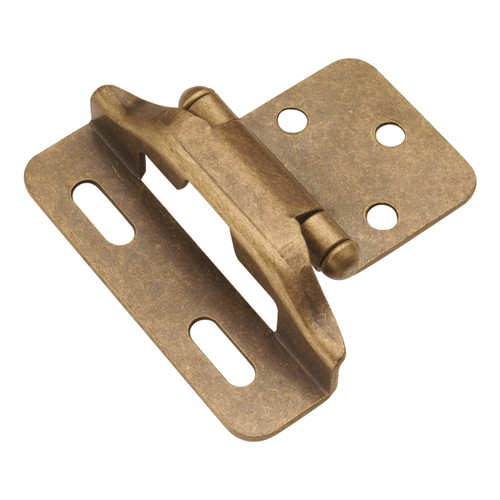 Hickory P60010F-AB: Semi-Concealed Self-Closing Cabinet Hinge (pair) - Antique Brass