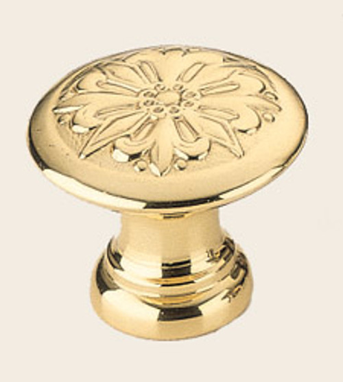 Omnia 7105/40.3: 1-9/16" Ornate Round Cabinet Knob - Polished Brass