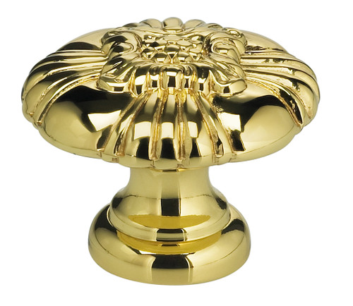 Omnia 7417/42.3: 1-5/8" Ornate Round Cabinet Knob - Polished Brass
