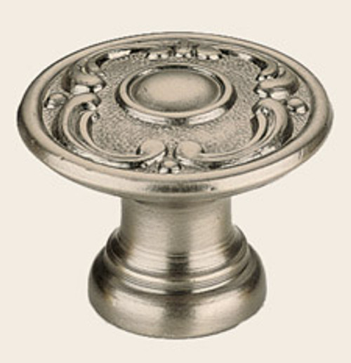Omnia 7420/28.15A: 1-1/8" Ornate Round Cabinet Knob - Pewter