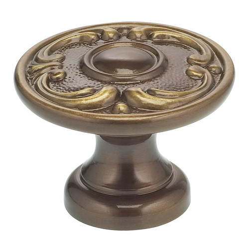Omnia 7420/33.SB: 1-5/16" Ornate Round Cabinet Knob - Shaded Bronze