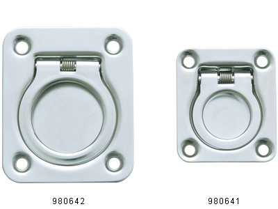 Sugatsune 980642: 50mm Spring-Loaded Folding Ring Pull - Polished Stainless Steel